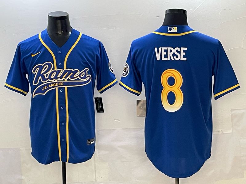 Men Los Angeles Rams #8 Verse Blue Joint Name Nike 2025 Limited NFL Jersey style 01